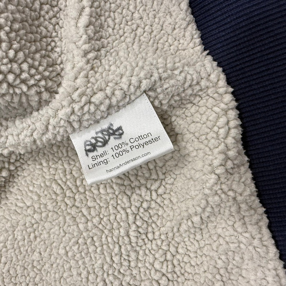 Hanna Andersson kids navy blue Sherpa lined zip up jacket 110/5 - Picture 7 of 9